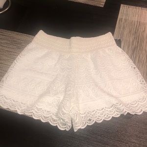 White lace shorts